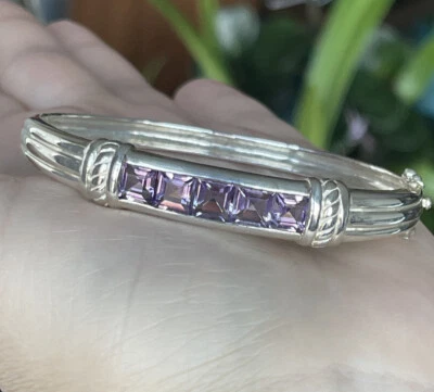 Pulseira articulada vintage Judith Ripka cristal roxo 7"" - Imagem 1 de 4