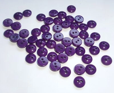 LOT OF 50 PURPLE COLOR round top 3/8 INCH 2 HOLE BUTTONS, NEW Foto 1 de 3