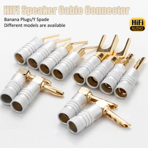 8 STCK./Set vergoldet BFA Bananenstecker Y/U Spatenstecker Schraubverschluss Adapter Zum Selbermachen - Bild 1 von 24