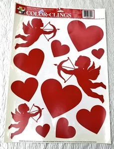 Vintage 90er Valentinstag Herzen Amor statische Farbe klammert Fensterdeko Hochzeit - Bild 1 von 4