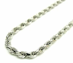 Solid 925 Sterling Silver Italian Rope Chain Mens Necklace 5mm - Diamond Cut - Picture 1 of 9