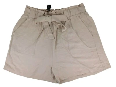 Beige Tie Waist Shorts, New Look Casual Summer Pockets, Size 16 - Image 1 of 4
