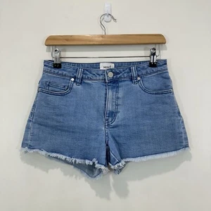 Seed Heritage Shorts Women 8 (72 cm Waist) Blue Denim Mid Rise Raw Hen Zip Fly - Picture 1 of 10