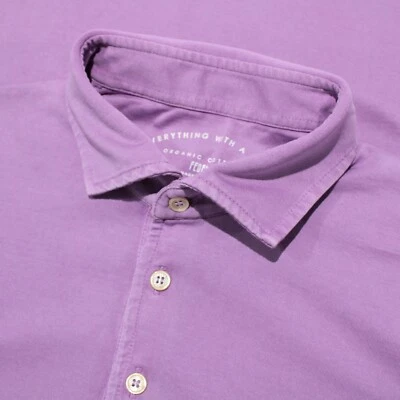 Camisa polo Fedeli nueva sin etiquetas manga corta talla 52 (L EE. UU.) en jersey de algodón púrpura Foto 1 de 4