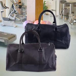 Men's Retro LargeLeather Gym Duffel Bag Overnight Weekend Travel Soft Handbag cd - Picture 1 of 6