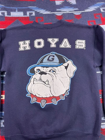 Vintage 90s Georgetown Hoyas Navy Pullover Crewneck Youth Size XL Mens Small Cover
