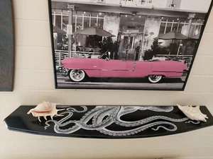 Media tabla de surf estante de pared, estante pulpo, estantería madera surf arte decoración nuevo - Imagen 1 de 9