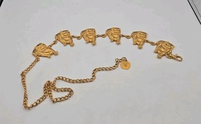 Amazing ANNE KLEIN? Vintage 1980's-90s Black And Gold Tiger Statement Chain Belt - Image 1 of 4