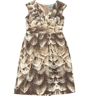 Vestido de seda para mujer Antonio Melani, marrón abstracto, abrigo sintético, talla 8 Foto 1 de 4