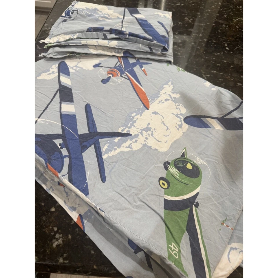 Juego de edredón Pottery Barn Kids. Doble. Tema avión azul. Algodón Foto 1 de 4