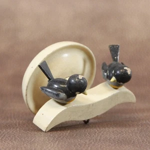 Vogel Erzgebirge Holzfigur - Aufhänger mit 2 Vogel Figuren - Bild 1 von 5