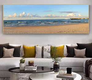 Panoramic View  Blue Sea Sky & Turquoise Waters Canvas Print Wall Art Home Decor - Picture 1 of 6