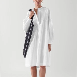 COS White Pleated Shirt Dress A-line Lagenlook Women’s Size 4 Oversized - Picture 1 of 11