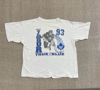 vintage Doug Gilmour maple leafs shirt mens large white 1990s NHL true blue - Image 1 of 4