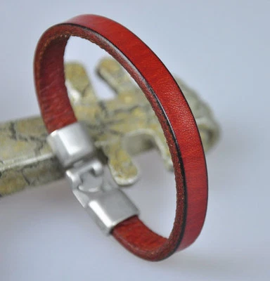 SIMPLY COOL SINGLE BAND QUALITY LEATHER BRACELET WRISTBAND CUFF MEN'S 8-COLORS - Image 1 of 3