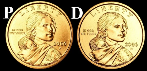 2006 P & D Sacagawea Native American Dollar US Mint Coins "BU" (2 Coin Set) Cover