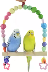Wooden Bird Swing for Cockatiels Parrot Perch Hanging Toys Parakeets Birdcage St - Picture 1 of 12