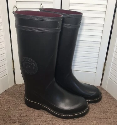 Botas de goma Superga Vera Pelle talla 36 altas negras para montar la lluvia hechas en Italia Foto 1 de 4