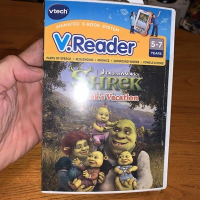 vtech vreader shreks vacation game dreamworks shrek e-reading system 5-7 years - Image 1 of 3