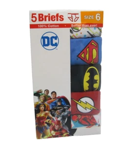 Justice League Boys SIZE 6 Briefs Underwear 5-Pack Cotton Batman Superman - Picture 1 of 6