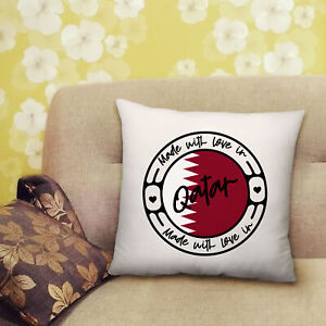 With Love In Qatar Country Printed Cushion Gift with Filled Insert - 40cm x 40cm