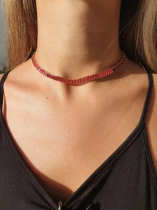 38 Ct Emerald Cut Lab Created Ruby Choker Tennis Necklace 14K Yellow Gold Plated - Picture 1 of 4