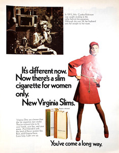 PRINT AD 1968 Virginia Slims Cigarettes for Women Extra Long 10.5x13