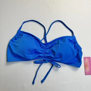 Ninety-Nine Degrees° Shirred Swim Bikini Top Bright Blue Junior's Size 1X - Picture 1 of 6