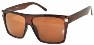 01-02 Occhiali da Sole Donna Plastica Montatura Marrone Lenti Marrone Protezione UV Nuovi - Foto 1 di 1