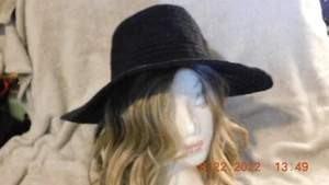 Free People Hat Floppy Wide 4" Brim Black Braided Band BOHO - Picture 1 of 8