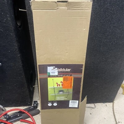 Two Level Shelving System With Wire Brackets Composite Wood In Grey Black - Image 1 of 3