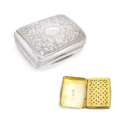 Antigua caja de aroma de vinagreta dorada de plata de ley Jorge IV, John Thropp, 1822 Foto 1 de 4