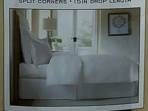Falda de cama Levinsohn Cotton Collection blanca king 15" caída a medida esquinas divididas - Imagen 1 de 4