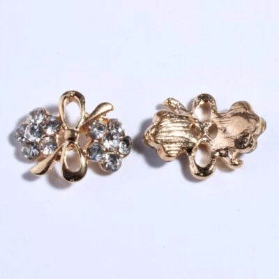 30PCS 14*20MM Rhinestone Bows Shape Crystal Buttons For Clothing Shoe Decoration - Image 1 of 2