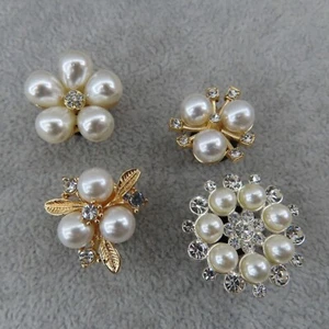 Rhinestones Faux Pearl Bling Shoe Charms for Shoes Wristbands Lot 4 Luxury Shiny - Picture 1 of 8