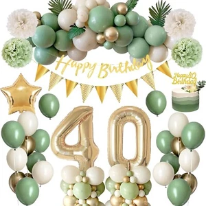 Geburtstagsdeko 40.Geburtstag Dekoration Girlande Ballons 64-teilig Grün B654 - Bild 1 von 7