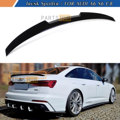 For 2019-2025 Audi A6 S6 C8 M Style Glossy Black Highkick Trunk Spoiler Wing - Image 1 of 4
