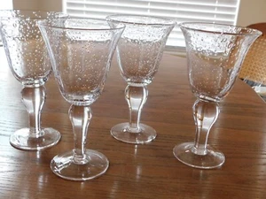 4 ARTLAND  Iris Clear Water Goblets Bubbles Seeded 8.25 inch Excellent - Picture 1 of 5