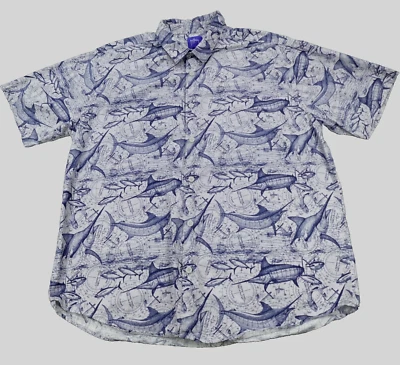 Мужская рубашка Guy Harvey на пуговицах с принтом Marlin размер XL гавайская с коротким рукавом - Изображение 1 из 4