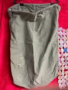 Vintage Armee Kordelzug Wäschesack gebraucht mit Verschleiß und Löchern - Bild 1 von 4