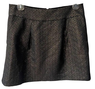 Falda Ann Taylor Loft Mujer 12 Metálica Brocado Bolsillo Plisado Oficina Sirena Nueva Foto 1 de 4