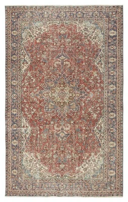 5.2x8.4 Ft Traditional Handmade Turkish Vintage Rug for Living Room or Bedroom - Image 1 of 4
