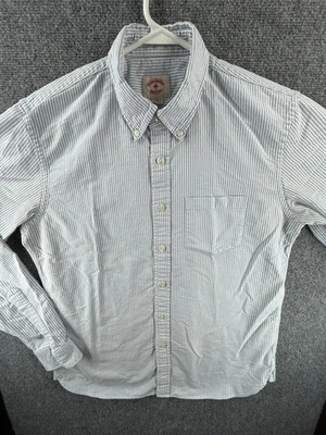 Camisa Brooks Brothers Oxford OCBD Abotonada Grande Rayas Azul Bolsillo Oficina Foto 1 de 4