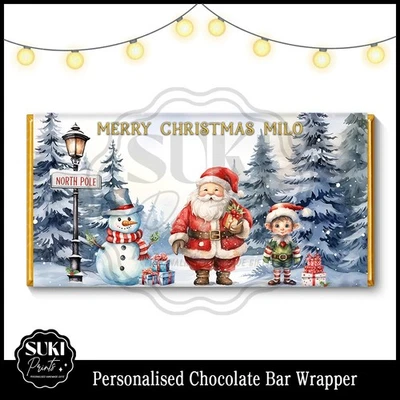SUKI PRINTS Personalised Chocolate Bar Galaxy Wrapper. Christmas Eve Box Stocking Filler