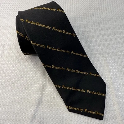 Corbata de cuello vintage Purdue University negra dorada calderas Delmar diseños personalizados Foto 1 de 4