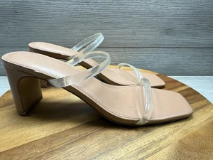 Dolce Vita Sandal Peyton Crystal Clear Straps Block Heels Square Toe Women 9.5 - Picture 1 of 6