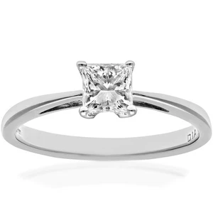 Platinum Jewelco London Princess 1/2ct Diamond 4 Claw Solitaire Ring 5mm - Picture 1 of 6