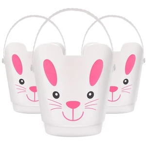 Easter Buckets, Set of 3 Plastic Easter Bunny Baskets with Handles, Empty Pla... - Picture 1 of 7