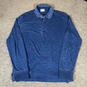 Todd Snyder Polo Shirt Mens Medium Blue Faux Denim Long Sleeve Casual Preppy - Picture 1 of 9