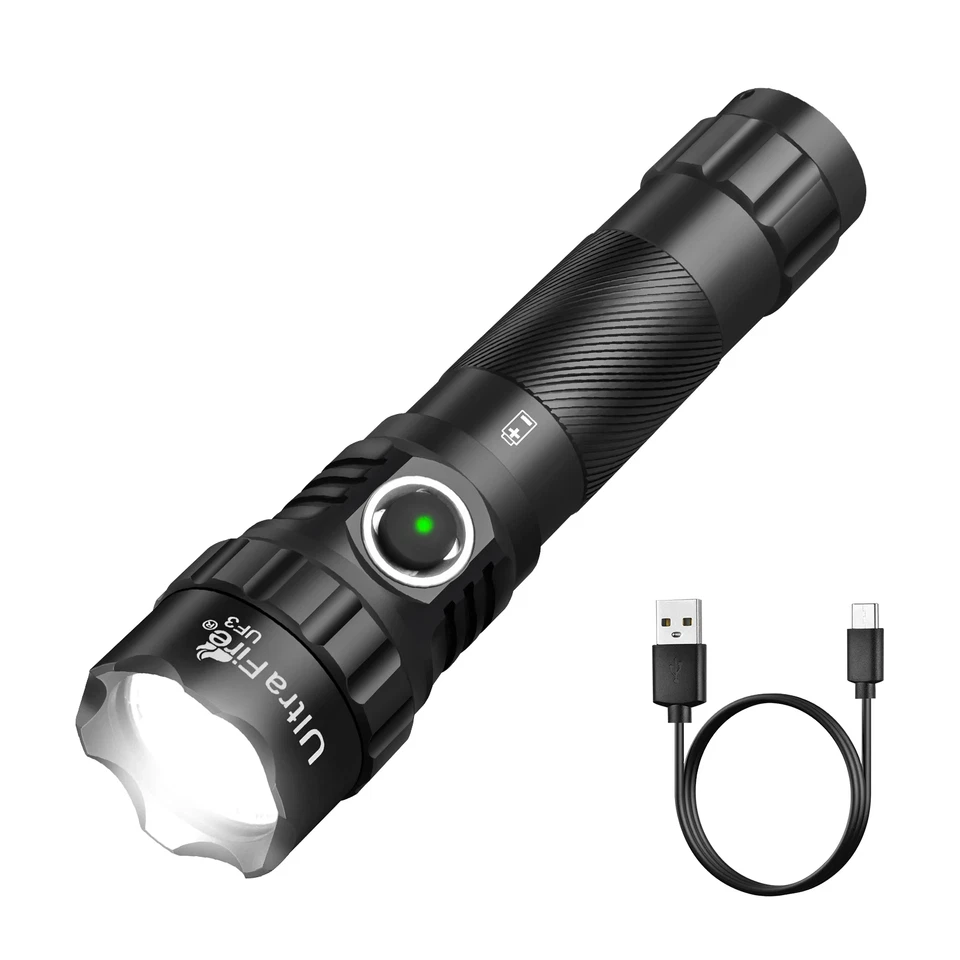 UltraFire UF3 Tactical Flashlight 1200LM 3 Modes USB-C Rechargeable 21700 - image 1 of 4